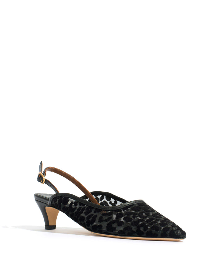 Anonymous Copenhagen Fanny 40 Stiletto Mesh Shiny Lamb U0026 Mesh Velvet Leopard Black