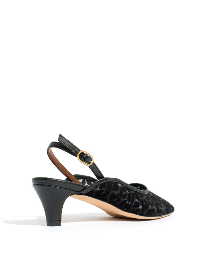 Anonymous Copenhagen Fanny 40 Stiletto Mesh Shiny Lamb U0026 Mesh Velvet Leopard Black