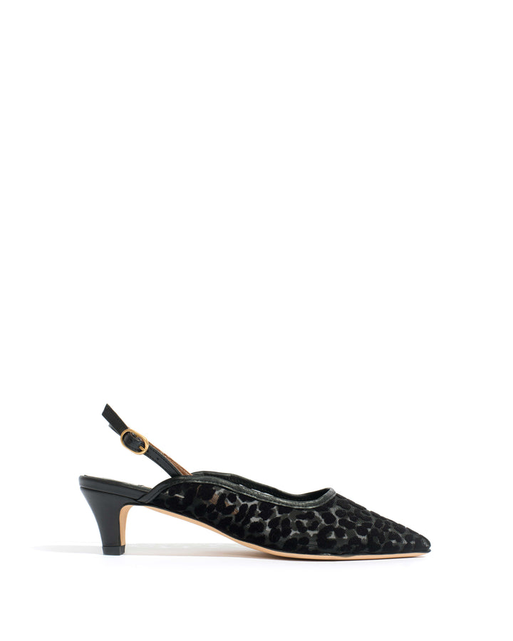 anonymous copenhagen Fanny 40 stiletto mesh Shiny lamb u0026 mesh velvet leopard Black