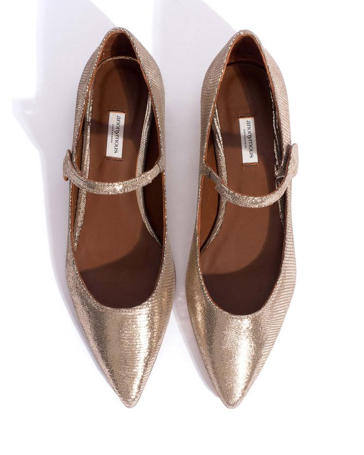 Anonymous Copenhagen Fifi Lizard Metallic Goat Vintage Champagne