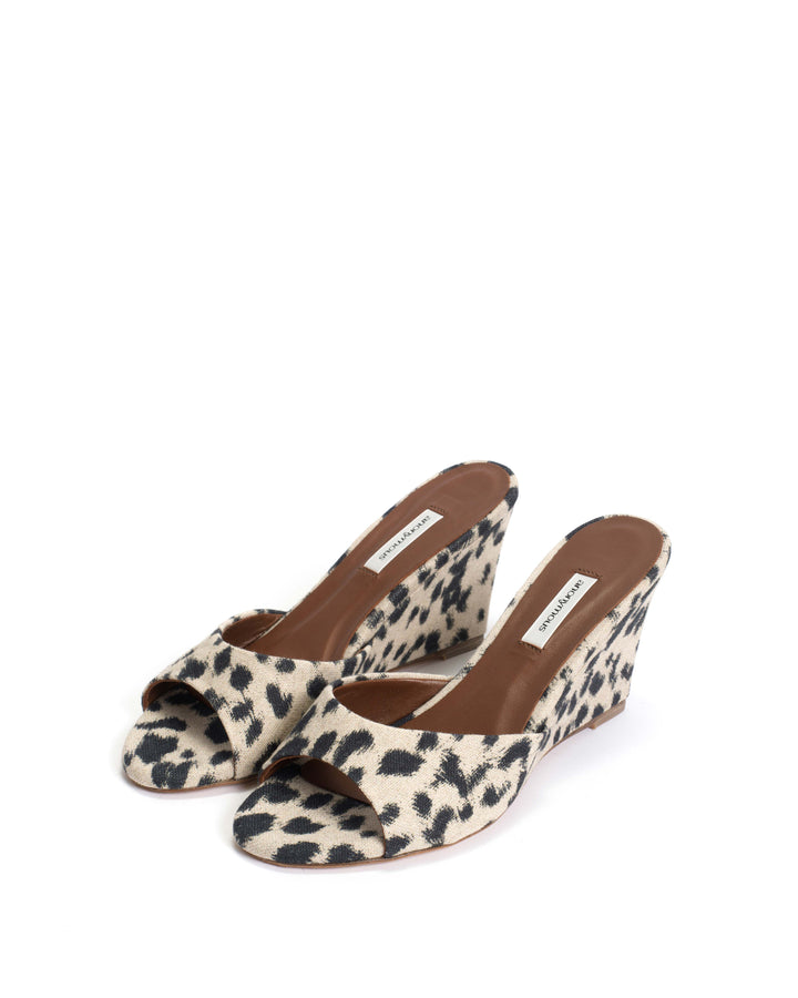 Anonymous Copenhagen Gwen 75 Wedge Natural Cotton-linen Leopard