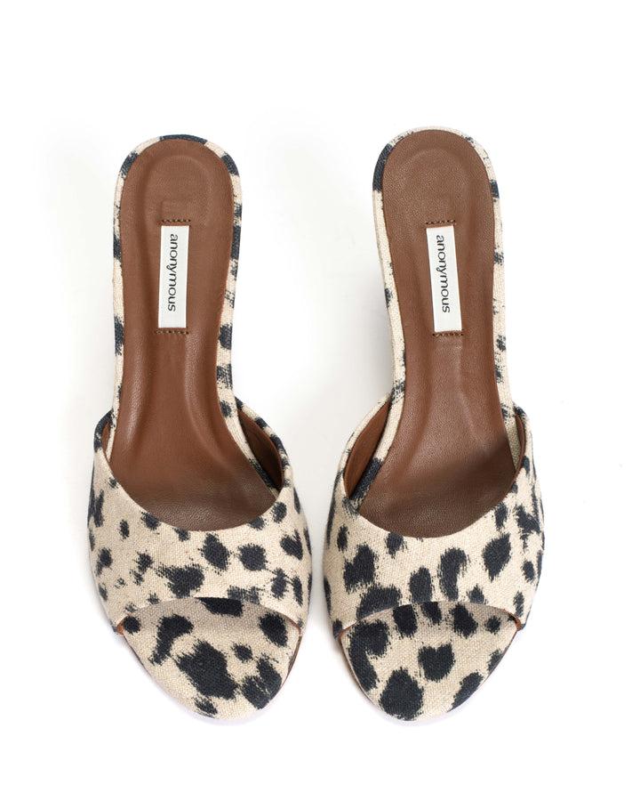Anonymous Copenhagen Gwen 75 Wedge Natural Cotton-linen Leopard