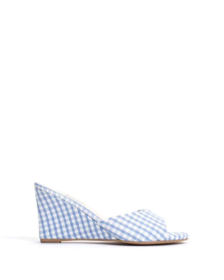 anonymous copenhagen Gwen 75 wedge Pleated gingham vegan Bubble blue