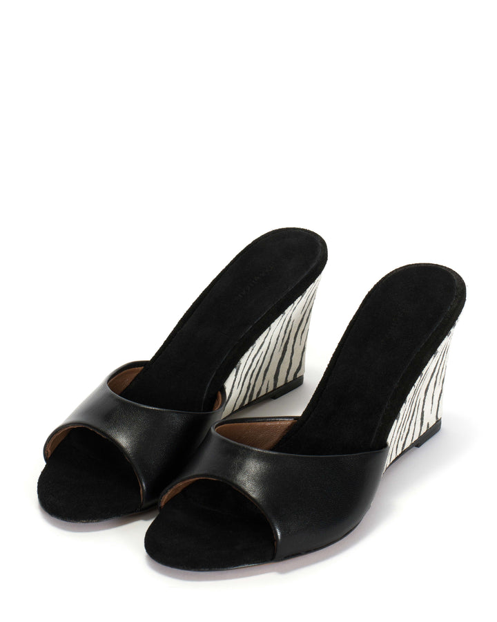 Anonymous Copenhagen Gwen 75 Wedge Shiny Lamb U0026 Dual Color Black U0026 Zebra