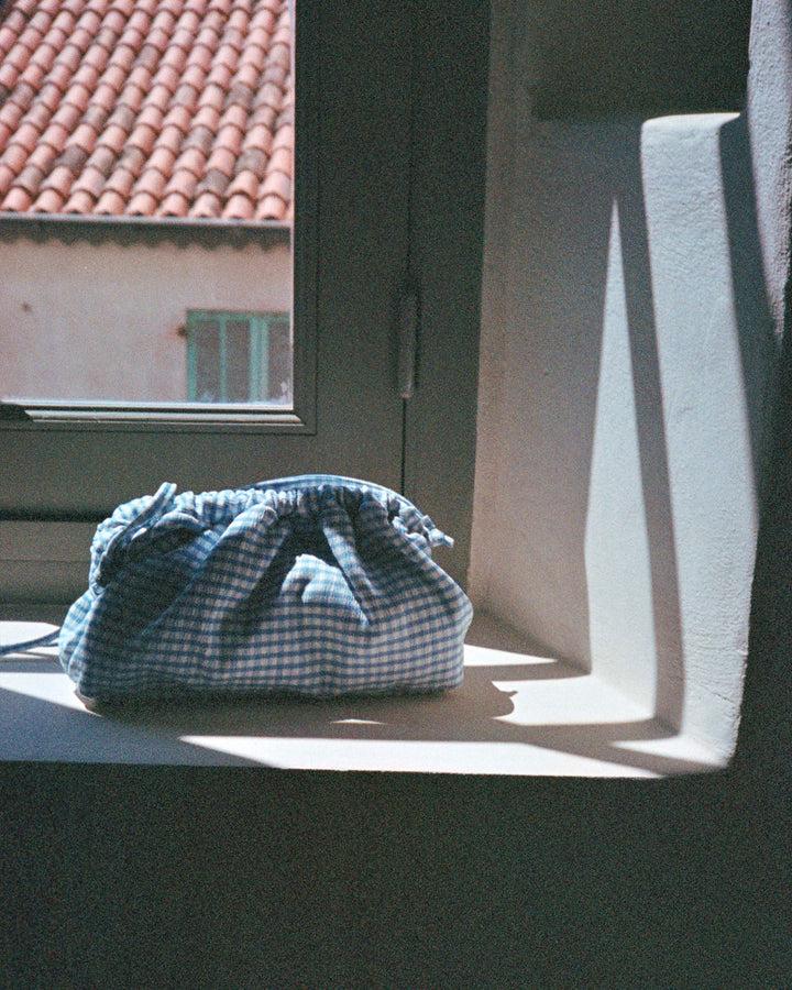 Anonymous Copenhagen Hally Grand Cloud Bag Pleated Gingham Bubble Blue