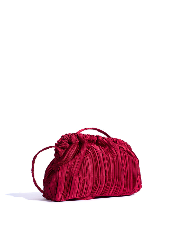 Anonymous Copenhagen Hally Grand Cloud Bag Pleated Satin Pomegranate