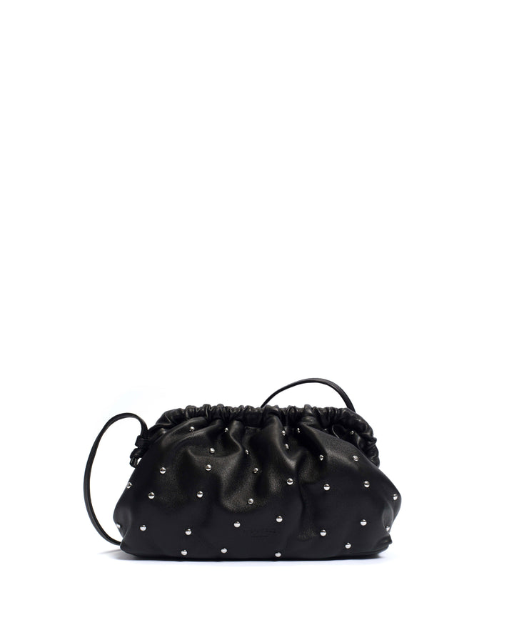 anonymous copenhagen Hally grand cloud bag Stud-embellished shiny lamb Black silver