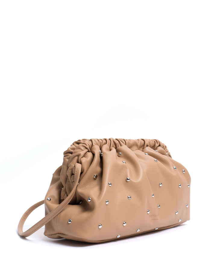 Anonymous Copenhagen Hally Grand Cloud Bag Stud-embellished Silky Lamb Caramel Silver