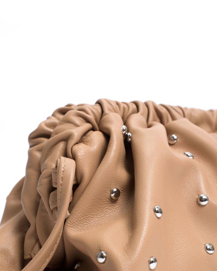 Anonymous Copenhagen Hally Grand Cloud Bag Stud-embellished Silky Lamb Caramel Silver