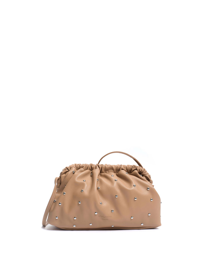 anonymous copenhagen Hally grand cloud bag Stud-embellished silky lamb Caramel silver