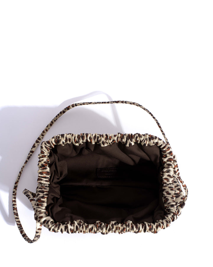 Anonymous Copenhagen Hally Grand Cloud Bag Vintage Satin Print Leopard