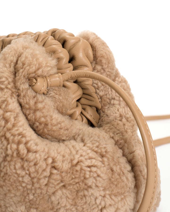 Anonymous Copenhagen Hally Petite Cloud Bag Lamb Shearling U0026 Shiny Lamb Desert Sand