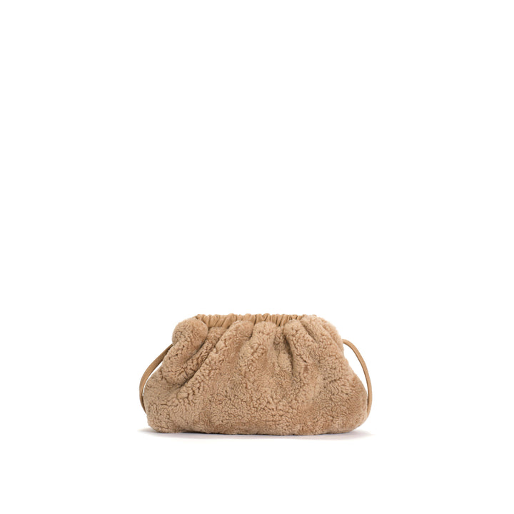 anonymous copenhagen Hally petite cloud bag Lamb shearling u0026 shiny lamb Desert sand