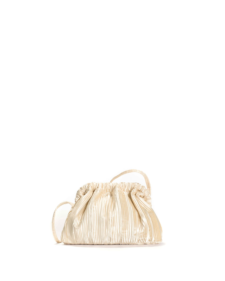 anonymous copenhagen Hally petite cloud bag Pleated satin Creamy white