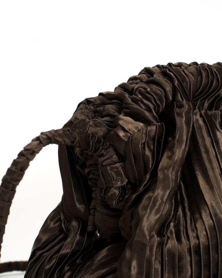 Anonymous Copenhagen Hally Petite Cloud Bag Pleated Satin Espresso Brown