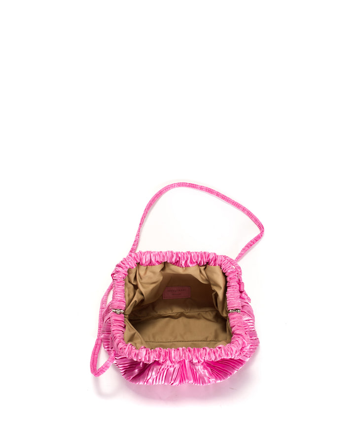 Anonymous Copenhagen Hally Petite Cloud Bag Pleated Satin Raspberry Sorbet