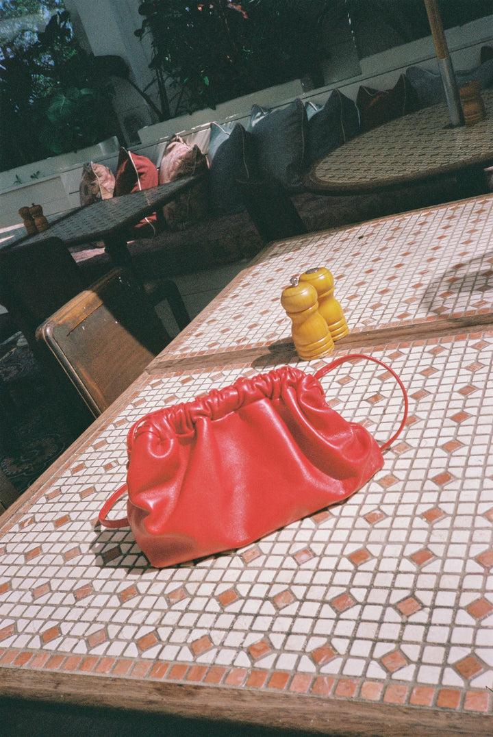 Anonymous Copenhagen Hally Petite Cloud Bag Shiny Lamb Ruby Red