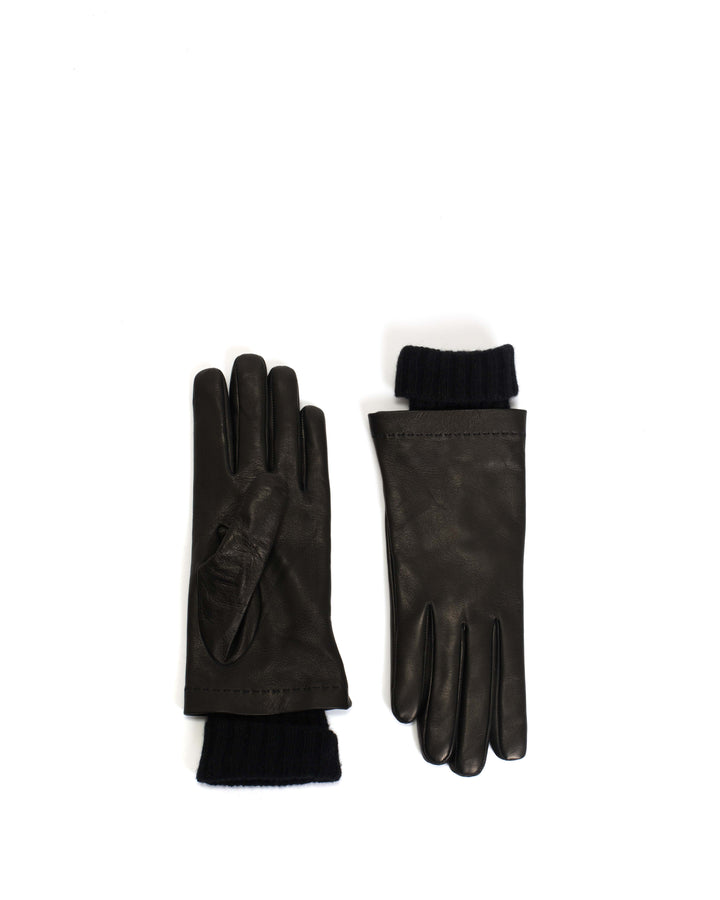 anonymous copenhagen Hanni leather cashmere glove Lamb leather u0026 100% cashmere Black u0026 black