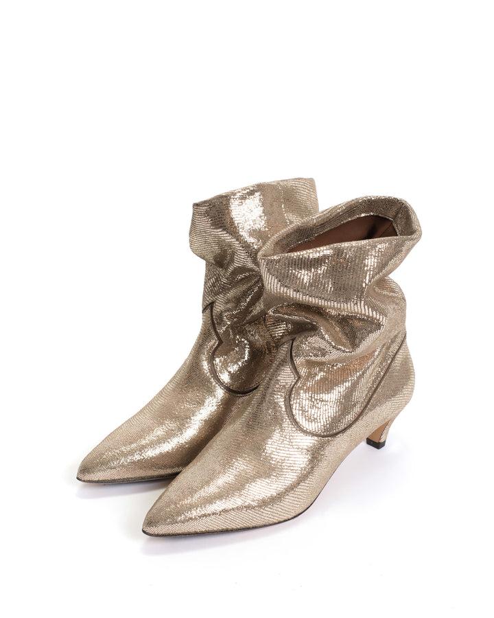 Anonymous Copenhagen Hicha 40 Stiletto Lizard Metallic Goat Vintage Champagne