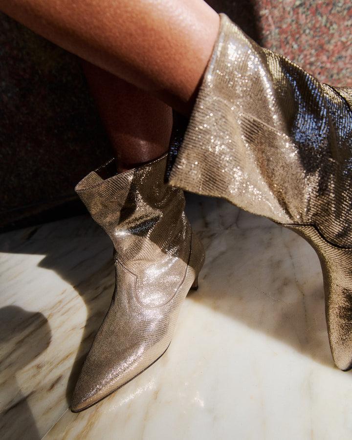 Anonymous Copenhagen Hicha 40 Stiletto Lizard Metallic Goat Vintage Champagne