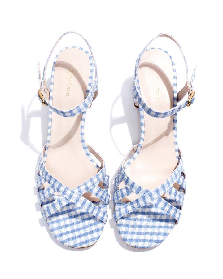 Anonymous Copenhagen Issi 55 Pleated Gingham Vegan Bubble Blue