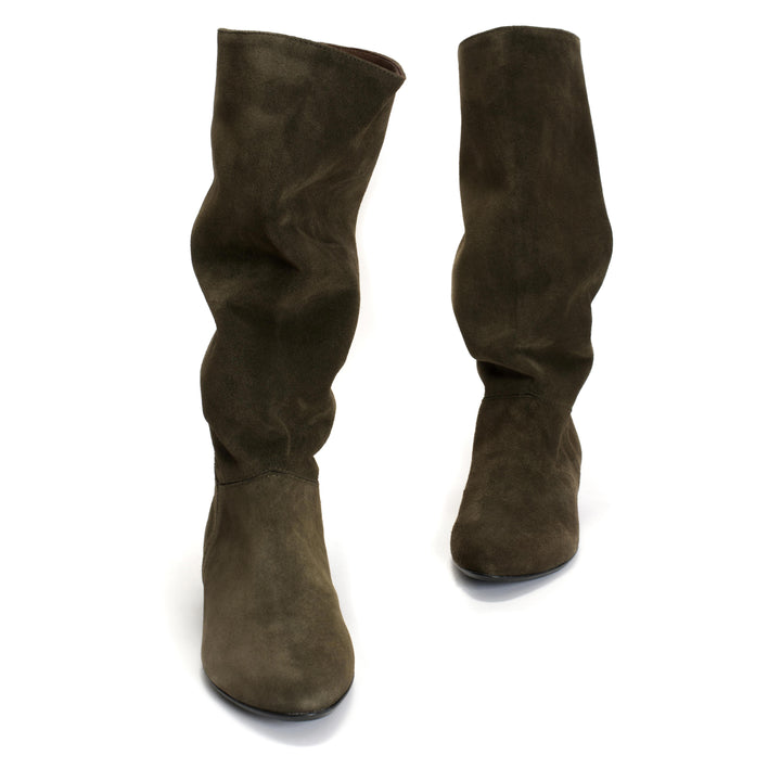 Anonymous Copenhagen Jasmina 20 Calf Suede U0026 Sleek Leather Moss Green