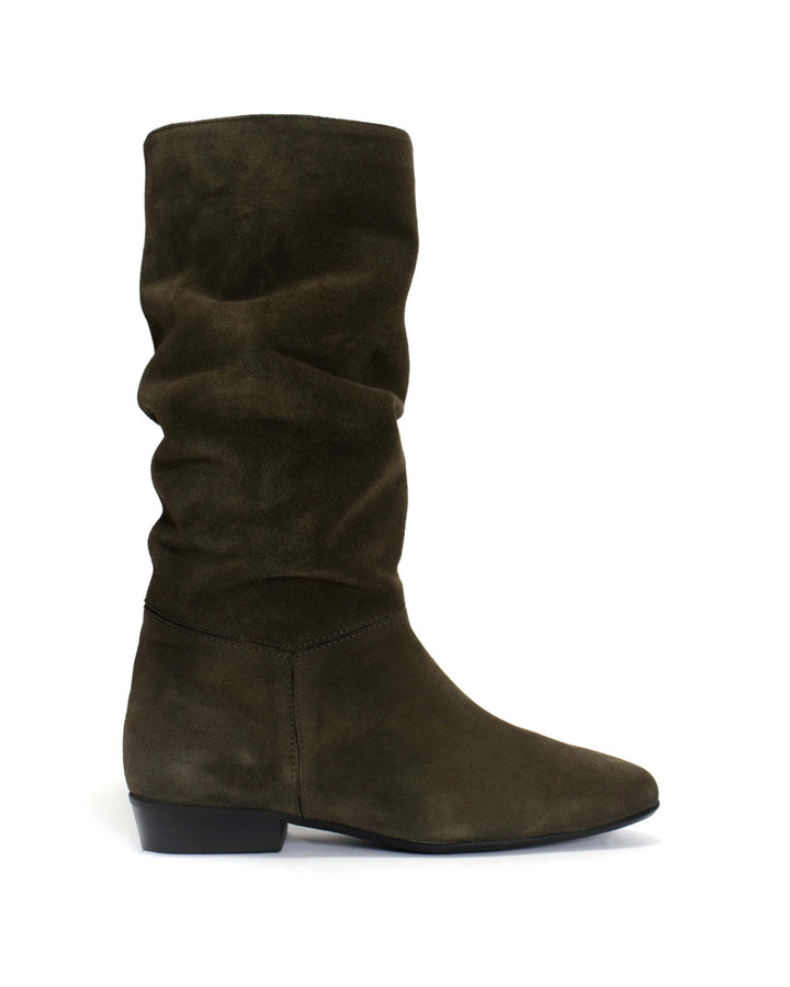 anonymous copenhagen Jasmina 20 Calf suede u0026 sleek leather Moss green