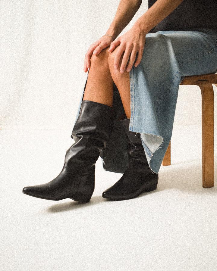 Anonymous Copenhagen Jasmina 20 Soft Calf U0026 Suede Leather Dark Blue