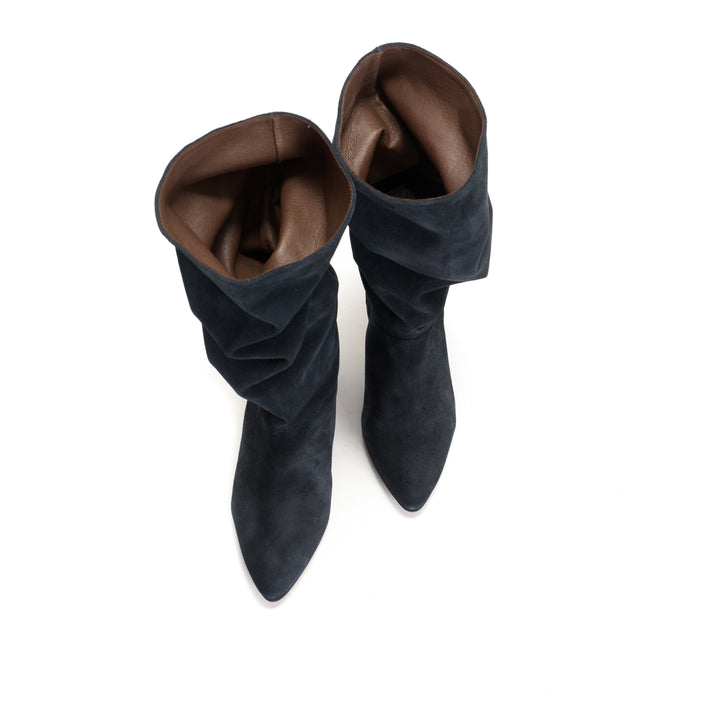 Anonymous Copenhagen Jasmina 50 Stiletto Calf Suede U0026 Sleek Leather Dark Blue