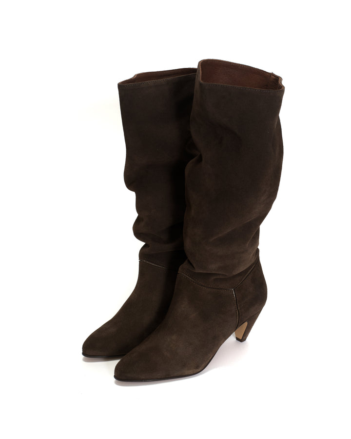 Anonymous Copenhagen Jasmina 50 Stiletto Calf Suede U0026 Sleek Leather Coffee Brown U0026 Dark Taupe