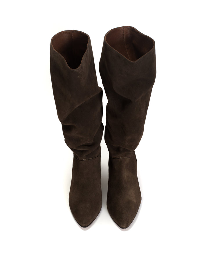 Anonymous Copenhagen Jasmina 50 Stiletto Calf Suede U0026 Sleek Leather Coffee Brown U0026 Dark Taupe