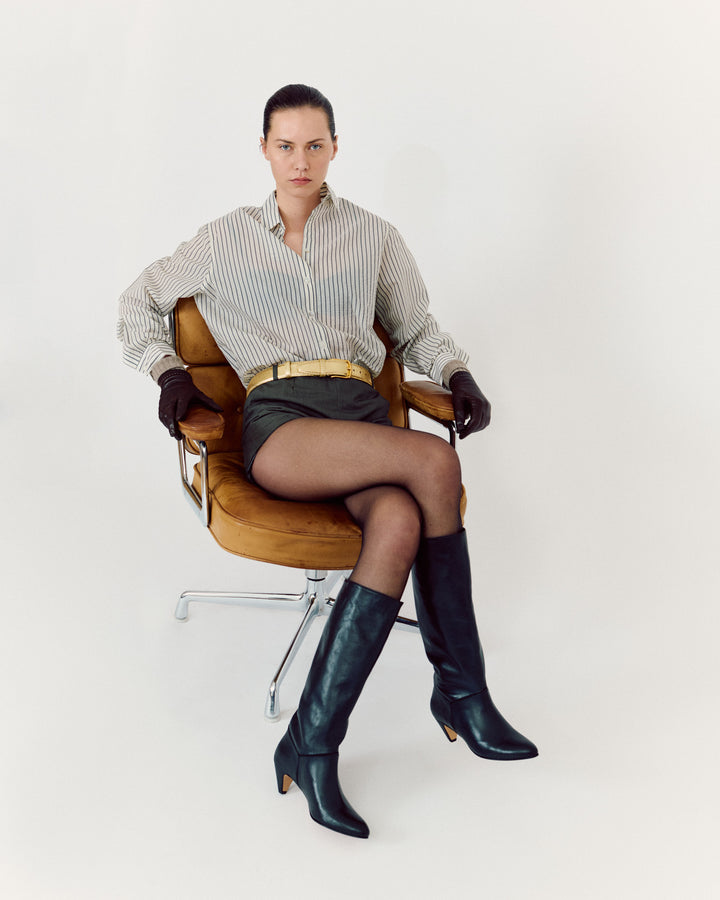 Anonymous Copenhagen Jasmina 50 Stiletto Soft Calf U0026 Suede Leather Black