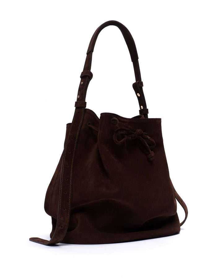 Anonymous Copenhagen Kacey Grand Bucket Bag Calf Suede Chocolate