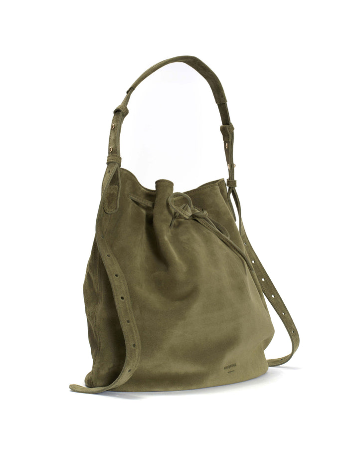 Anonymous Copenhagen Kacey Grand Bucket Bag Calf Suede Olive Green
