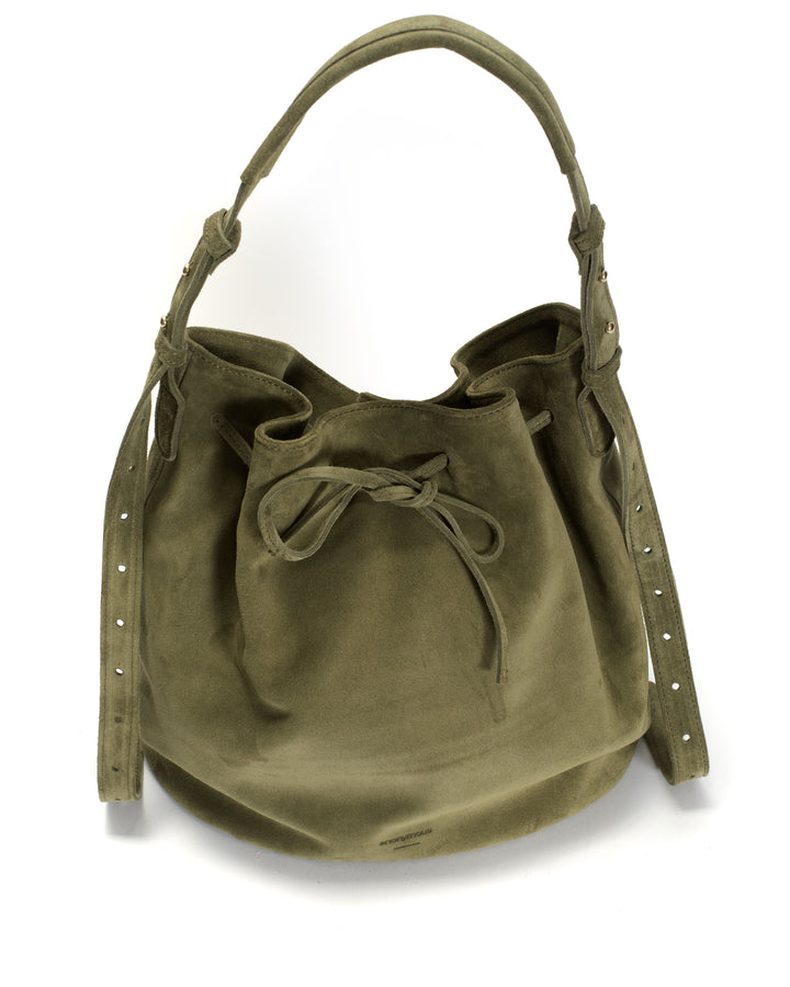 Anonymous Copenhagen Kacey Grand Bucket Bag Calf Suede Olive Green