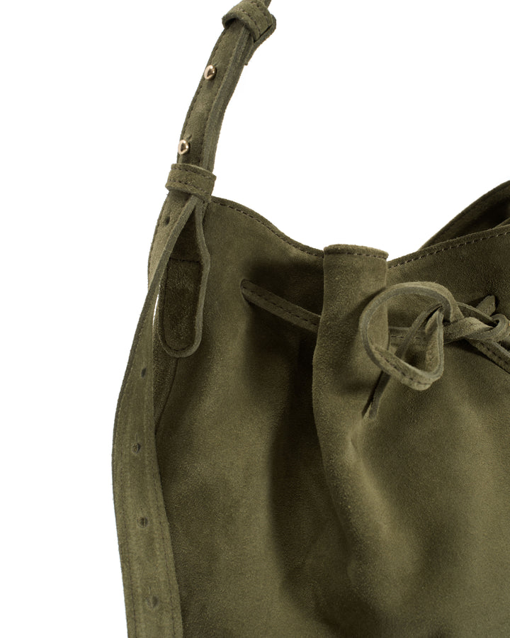 Anonymous Copenhagen Kacey Grand Bucket Bag Calf Suede Olive Green