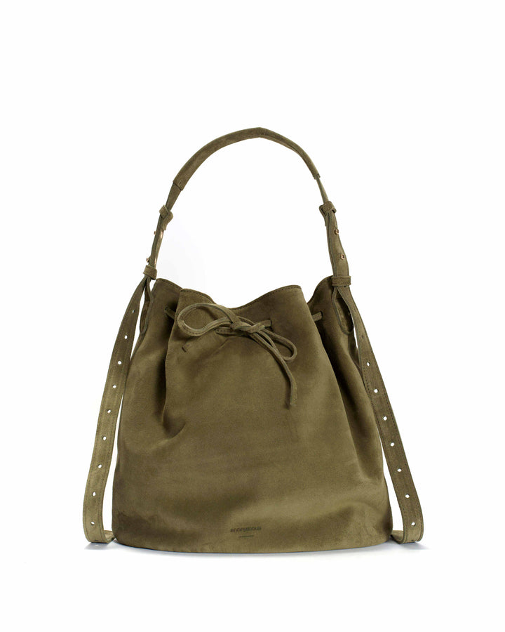 anonymous copenhagen Kacey grand bucket bag Calf suede Olive green