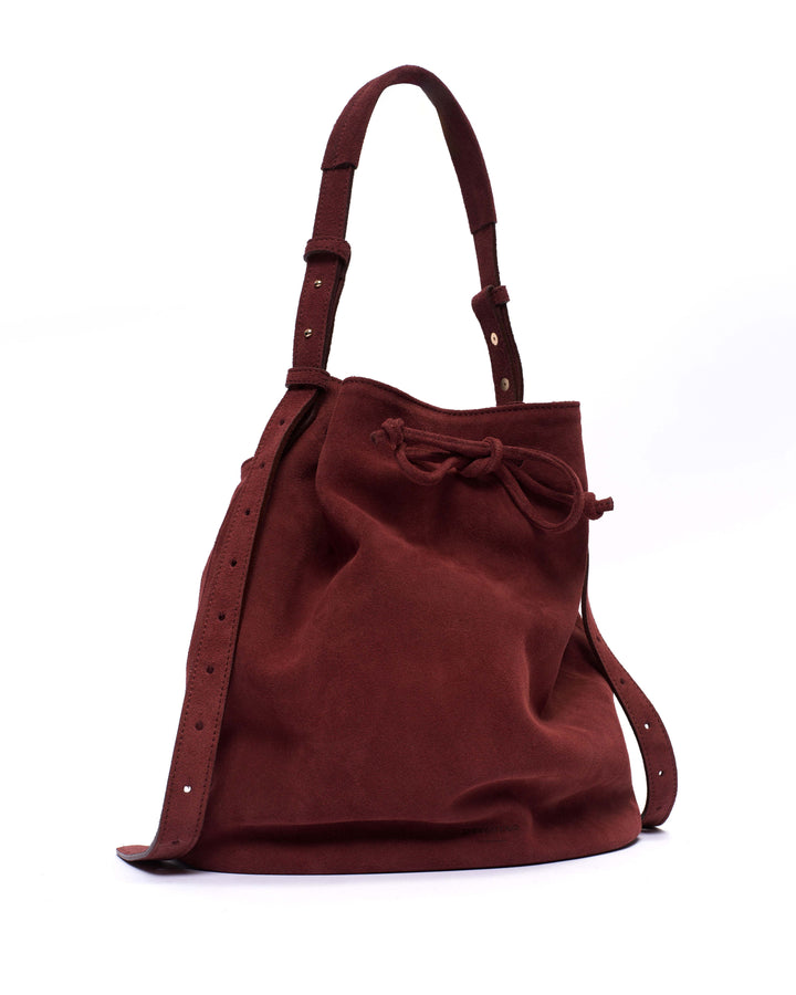 Anonymous Copenhagen Kacey Grand Bucket Bag Calf Suede Pomegranate