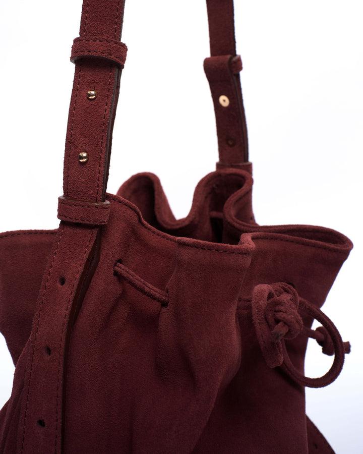 Anonymous Copenhagen Kacey Grand Bucket Bag Calf Suede Pomegranate