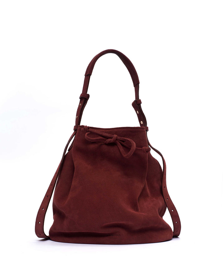 anonymous copenhagen Kacey grand bucket bag Calf suede Pomegranate