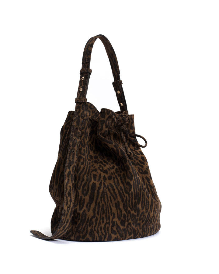 Anonymous Copenhagen Kacey Grand Bucket Bag Calf Suede Print Jaguar