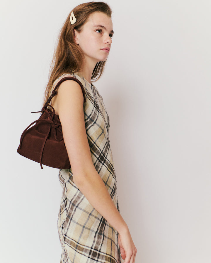 Anonymous Copenhagen Kacey Petite Bucket Bag Calf Suede Chocolate