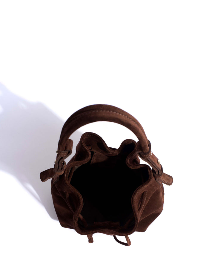 Anonymous Copenhagen Kacey Petite Bucket Bag Calf Suede Chocolate