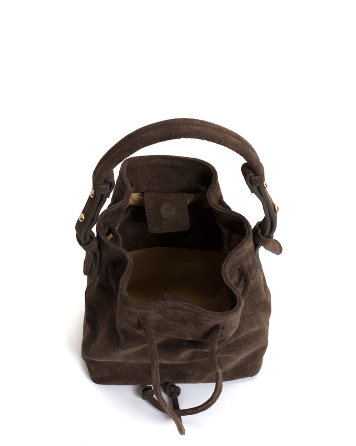 Anonymous Copenhagen Kacey Petite Bucket Bag Calf Suede Coffee Brown