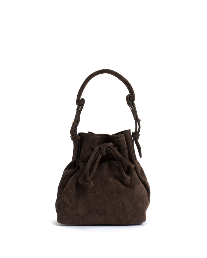anonymous copenhagen Kacey petite bucket bag Calf suede Coffee brown