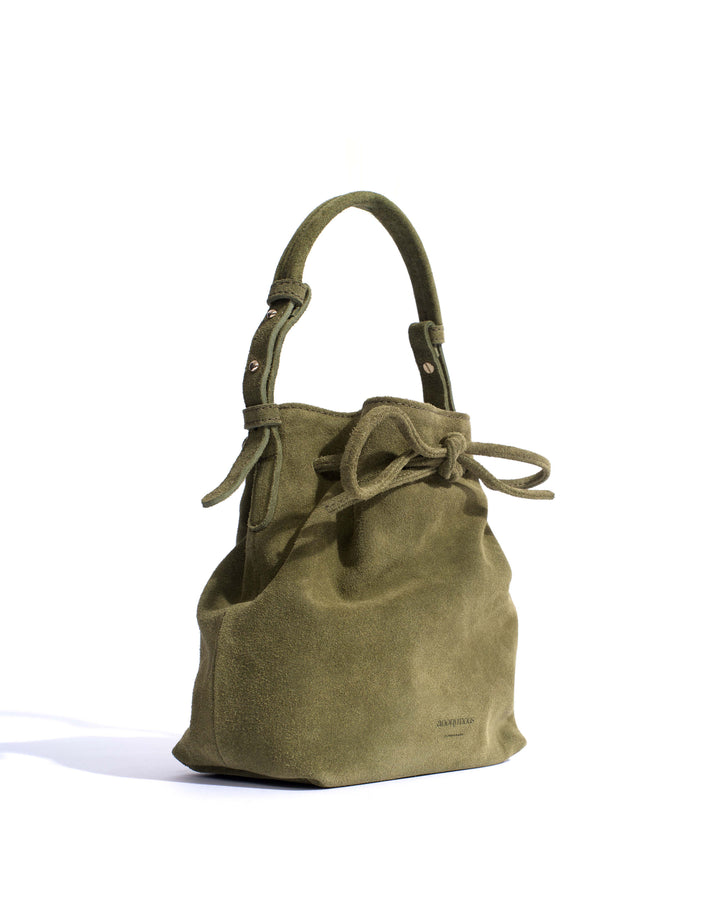 Anonymous Copenhagen Kacey Petite Bucket Bag Calf Suede Olive Green