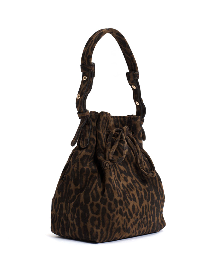 Anonymous Copenhagen Kacey Petite Bucket Bag Calf Suede Print Jaguar