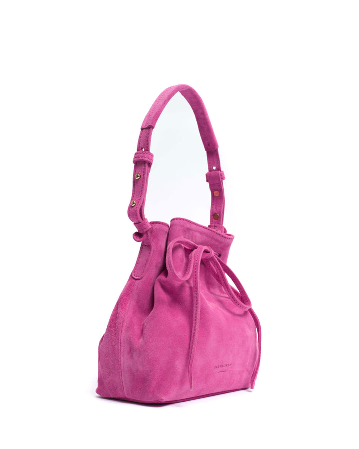Anonymous Copenhagen Kacey Petite Bucket Bag Calf Suede Raspberry Sorbet