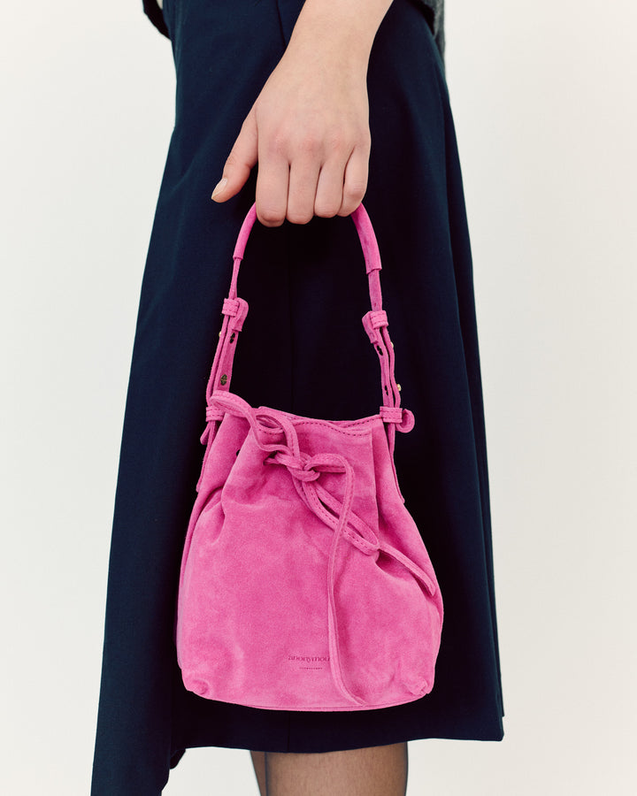 Anonymous Copenhagen Kacey Petite Bucket Bag Calf Suede Raspberry Sorbet