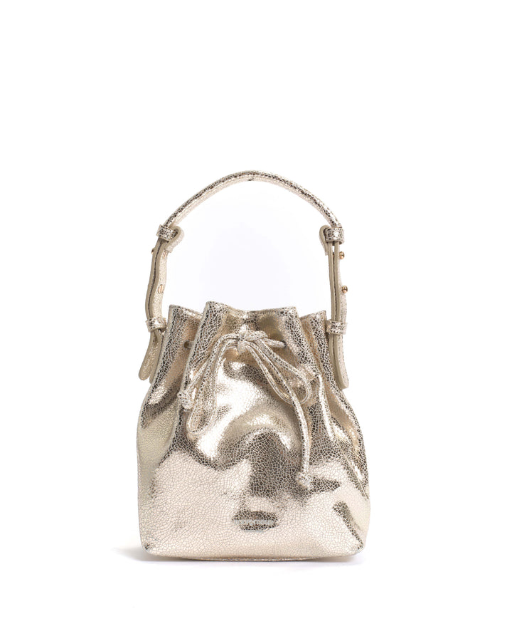anonymous copenhagen Kacey petite bucket bag Crackled metallic goat Champagne